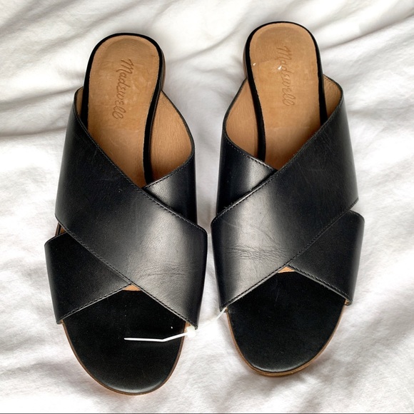 black leather criss cross sandals